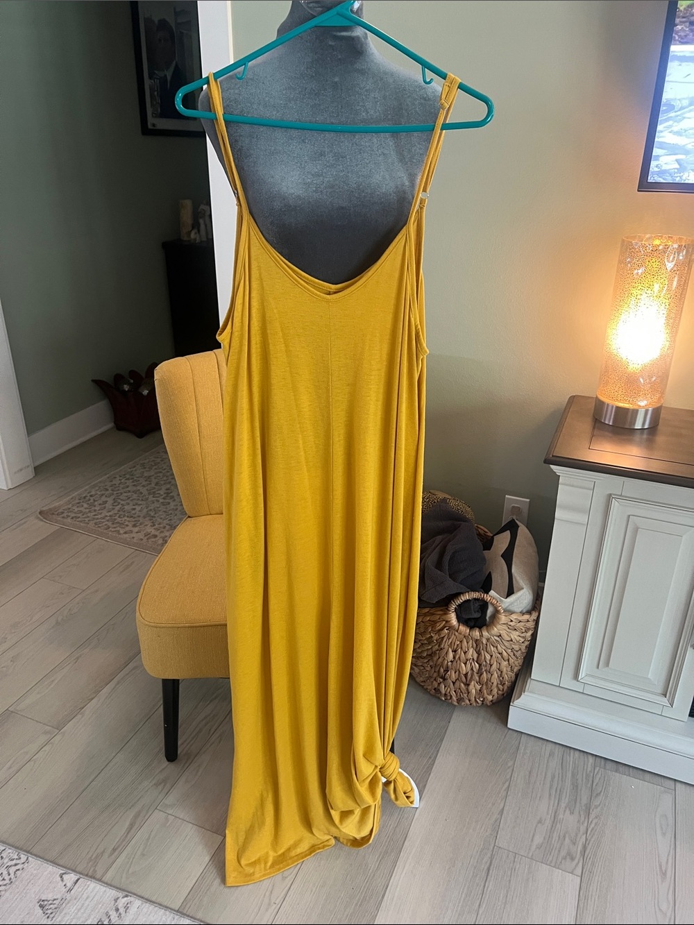 Three Bird Nest Mustard Yellow Maxi Slip Dress